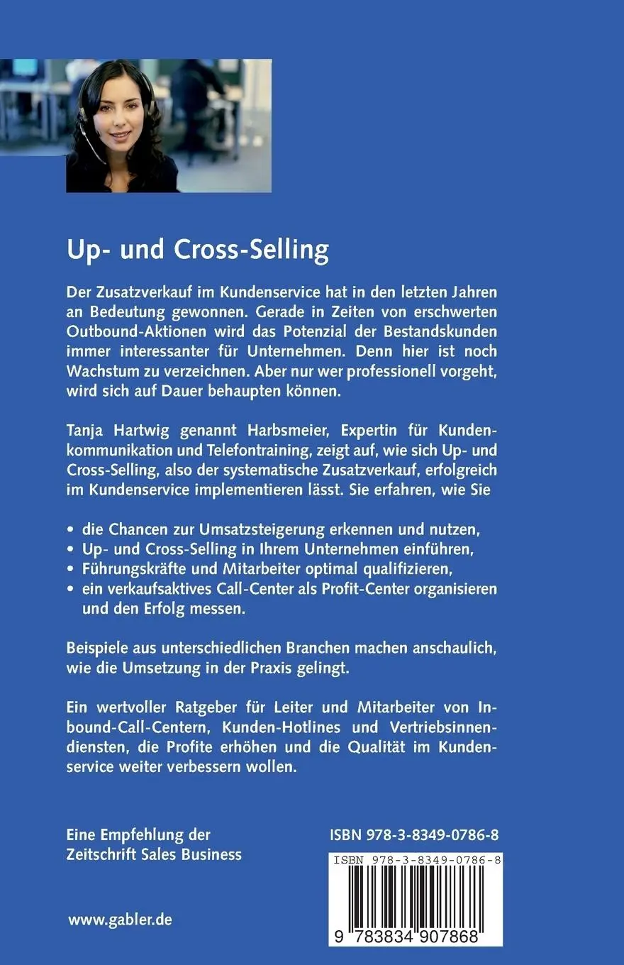 Rückseite: 9783834907868 | Up- und Cross-Selling | Tanja Hartwig Genannt Harbsmeier | Taschenbuch