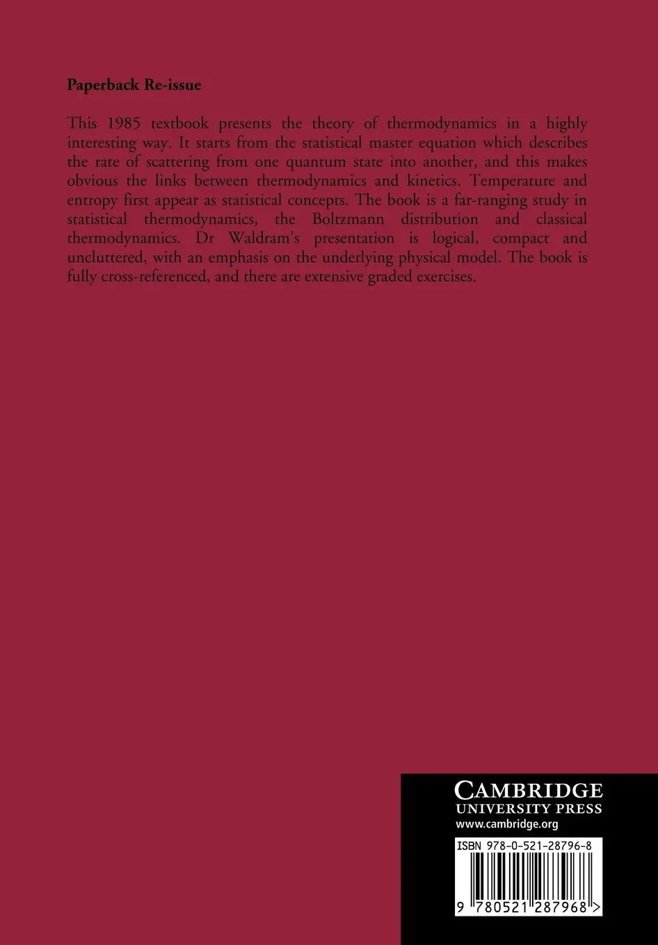 Rückseite: 9780521287968 | The Theory of Thermodynamics | J. R. Waldram | Taschenbuch | Englisch