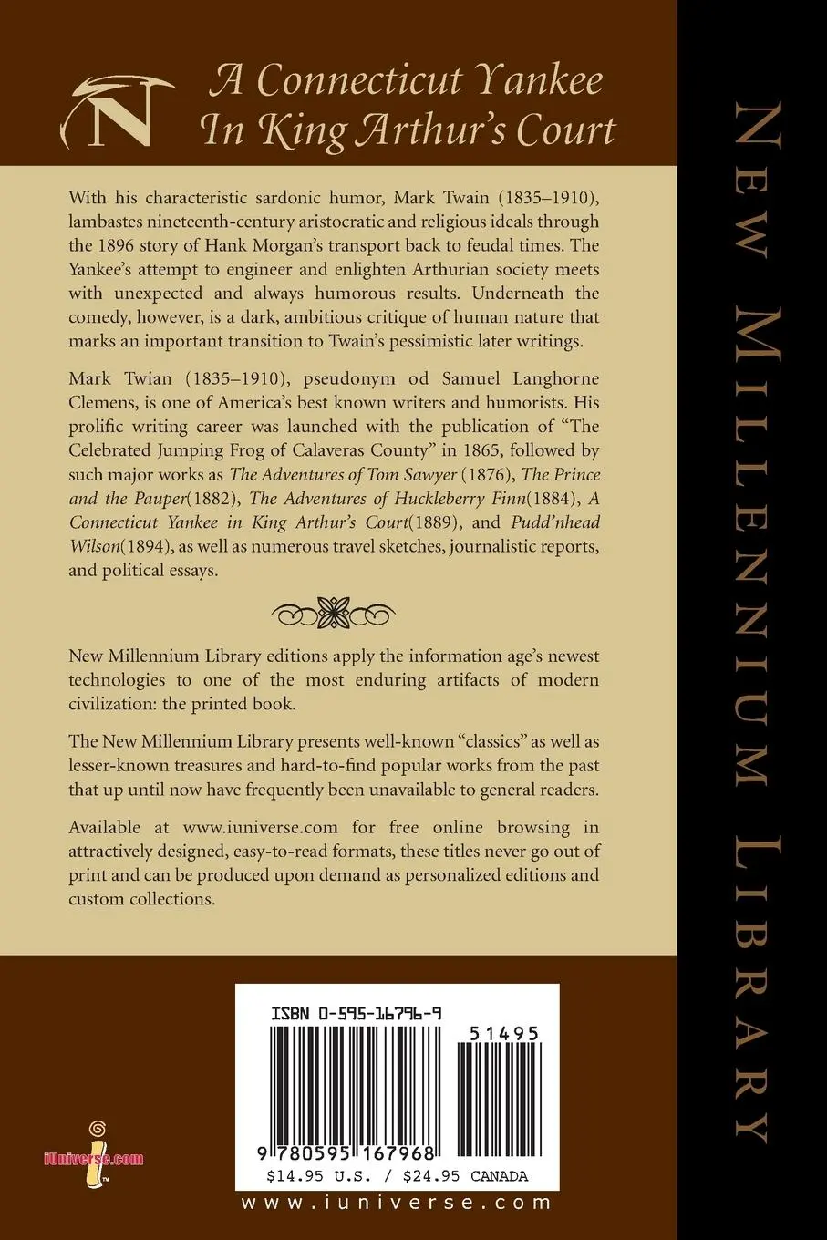 Rückseite: 9780595167968 | A Connecticut Yankee in King Arthur's Court | Mark Twain | Taschenbuch