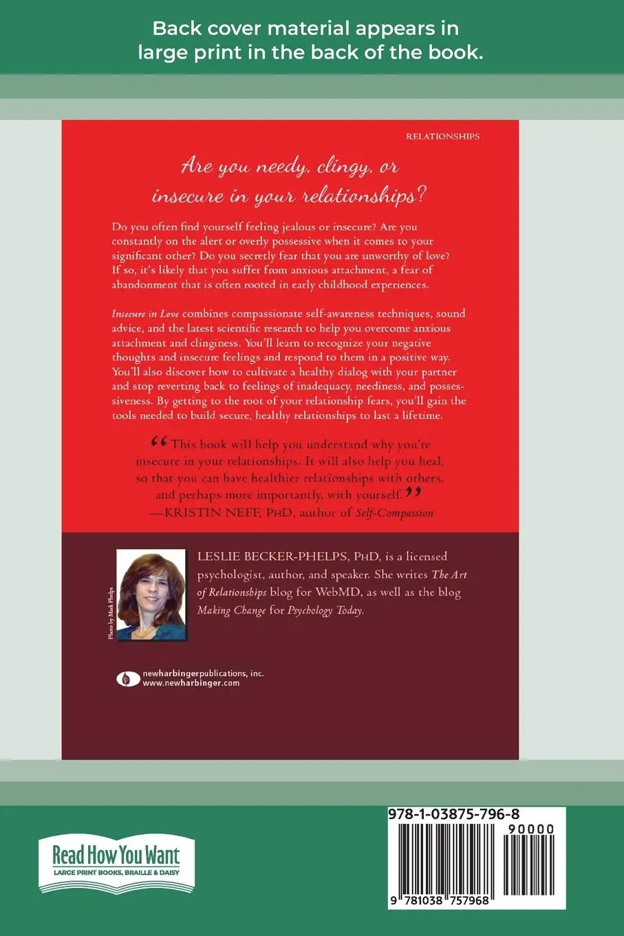 Rückseite: 9781038757968 | Insecure in Love | Leslie Becker-Phelps | Taschenbuch | Englisch
