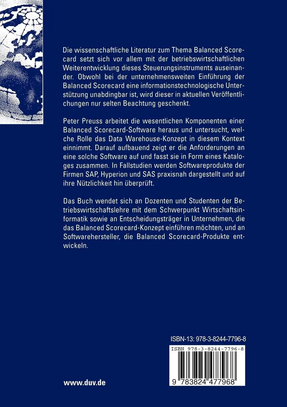 Rückseite: 9783824477968 | IT-gestützte Balanced Scorecard-Systeme | Peter Preuss | Taschenbuch