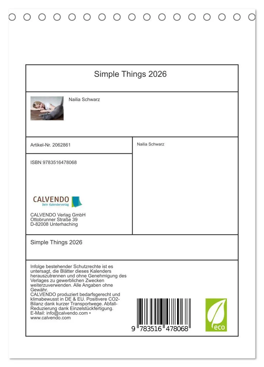 Bild: 9783516478068 | Simple Things 2026 (Tischkalender 2026 DIN A5 hoch), CALVENDO...