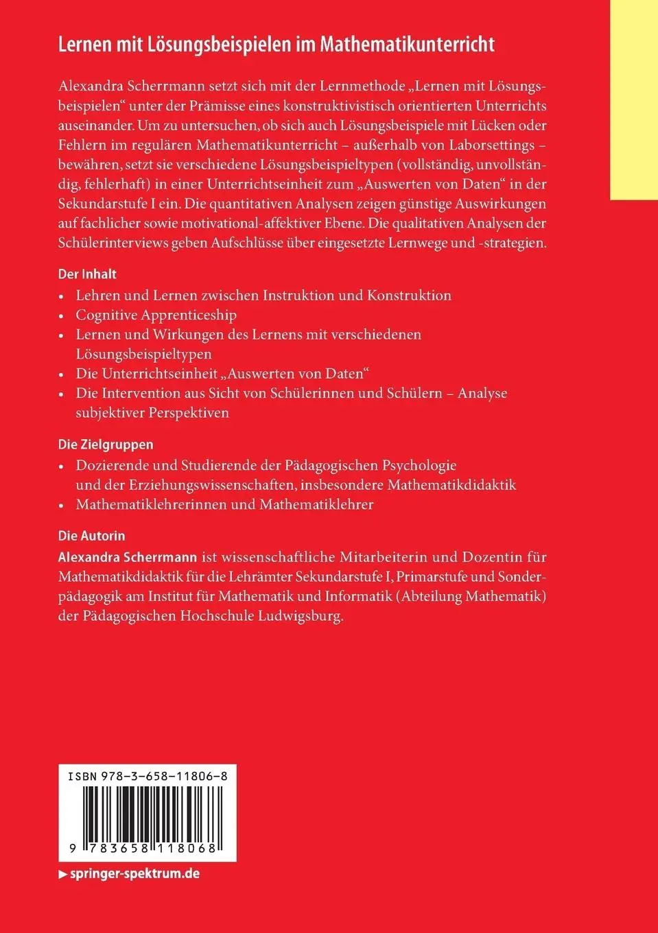 Rückseite: 9783658118068 | Lernen mit Lösungsbeispielen im Mathematikunterricht | Scherrmann