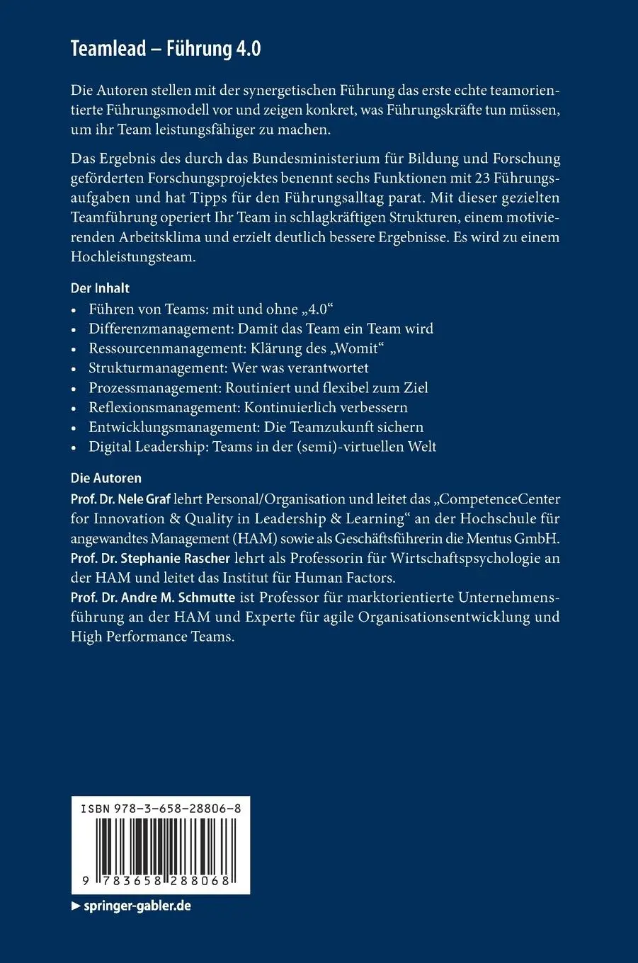 Rückseite: 9783658288068 | Teamlead - Führung 4.0 | Nele Graf (u. a.) | Buch | xvii | Deutsch