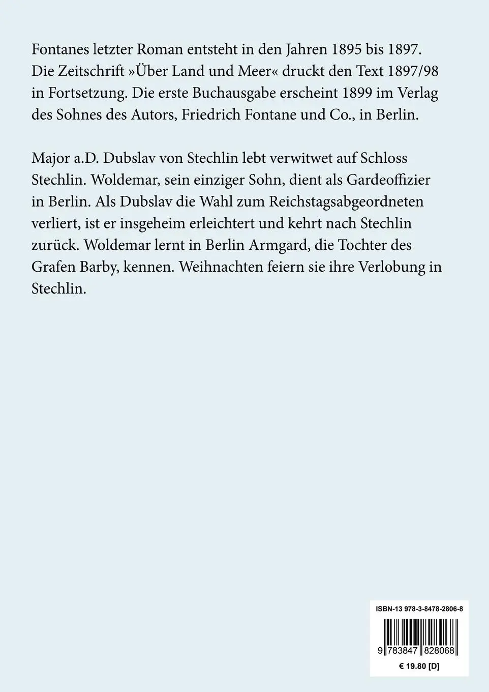 Rückseite: 9783847828068 | Der Stechlin (Großdruck) | Roman | Theodor Fontane | Taschenbuch