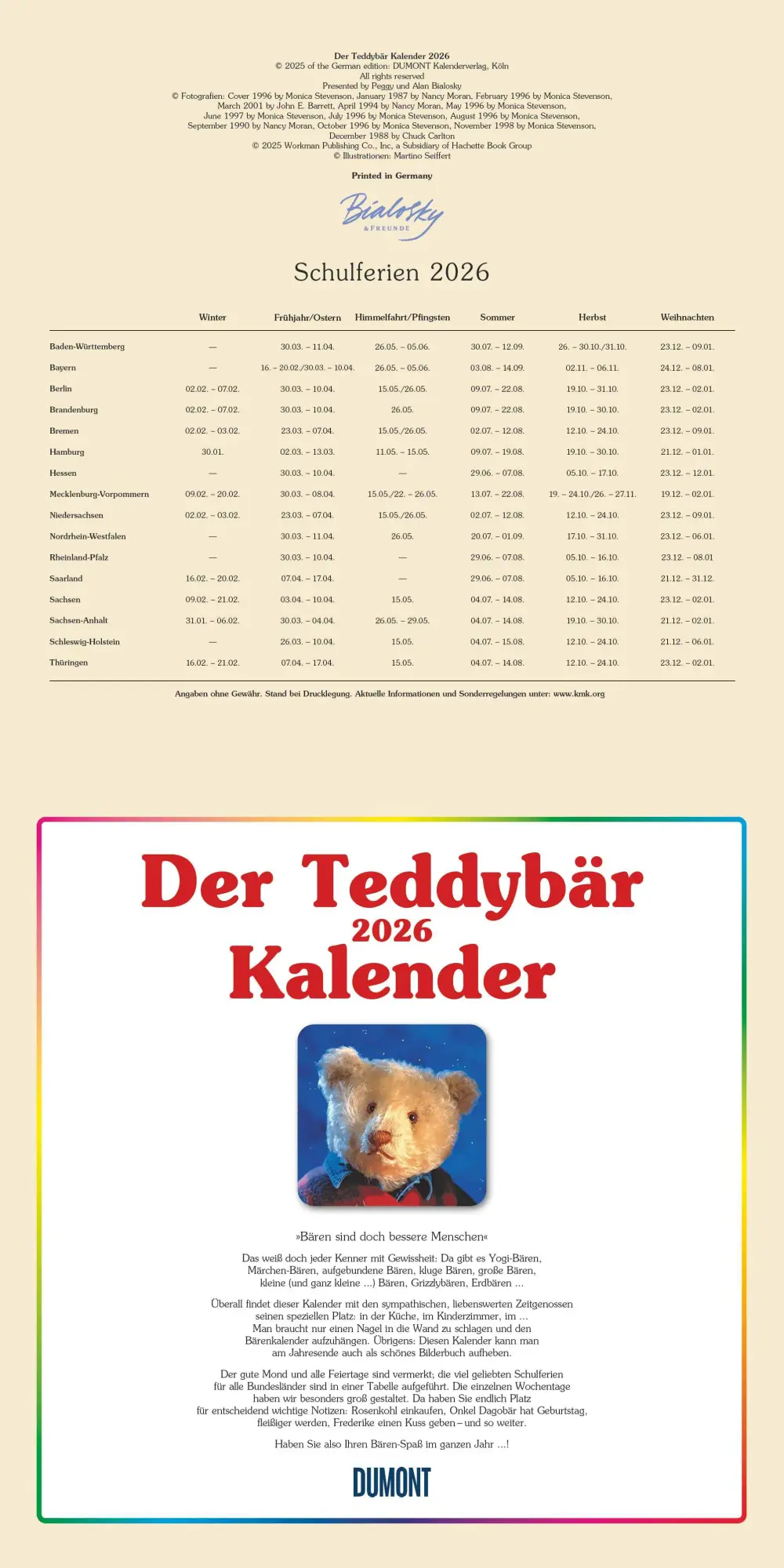 Bild: 4069095008168 | Der Teddybär 2026 - Broschürenkalender - Wandkalender - Format 30 x...