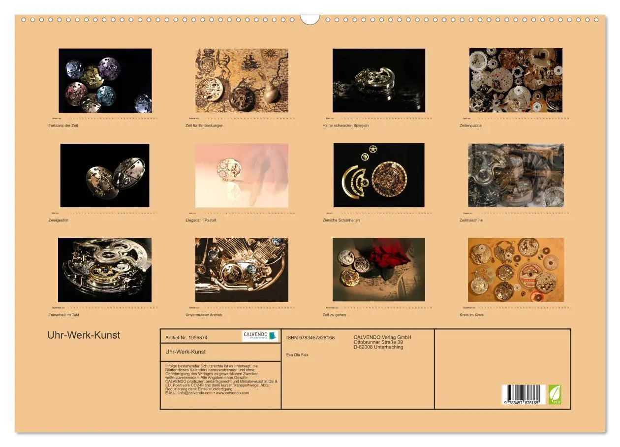 Bild: 9783457828168 | Uhr-Werk-Kunst (Wandkalender 2026 DIN A2 quer), CALVENDO...