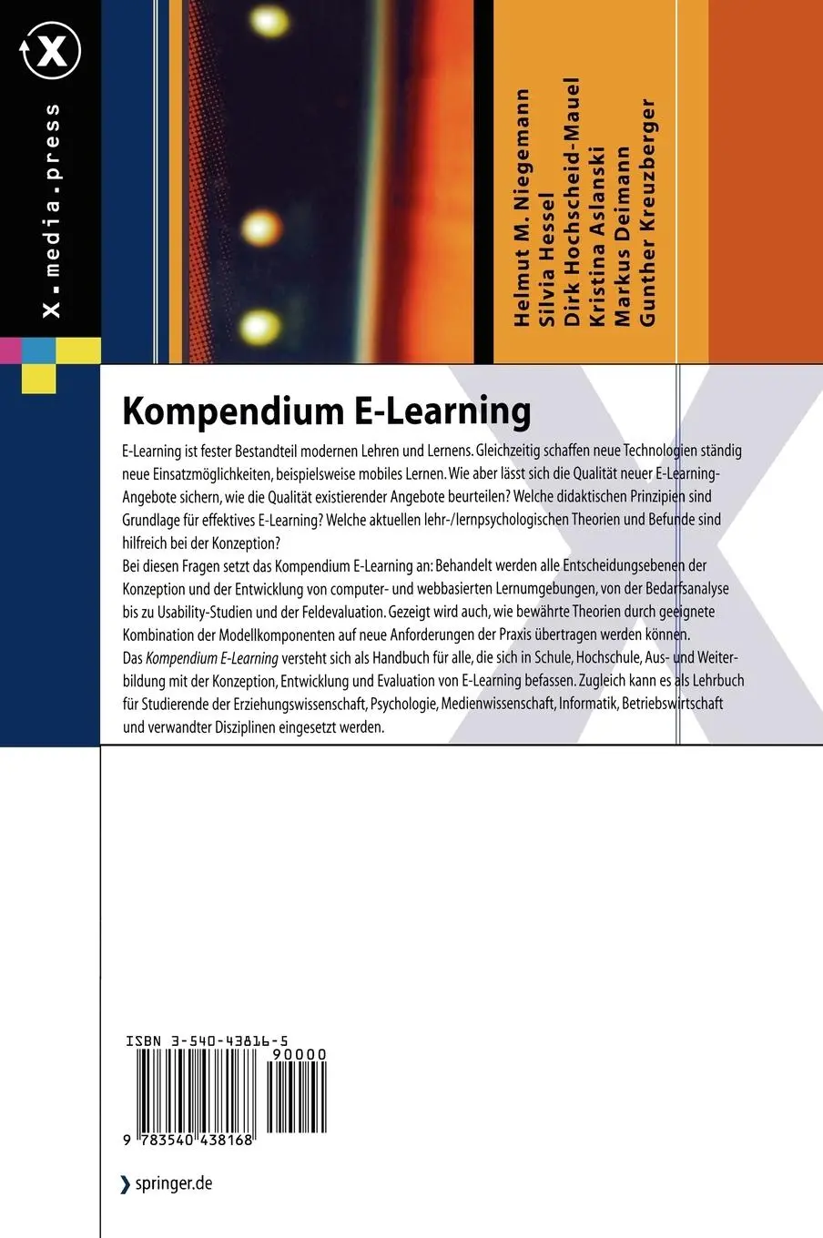 Rückseite: 9783540438168 | Kompendium E-Learning | Helmut M. Niegemann (u. a.) | Buch | xv | 2003