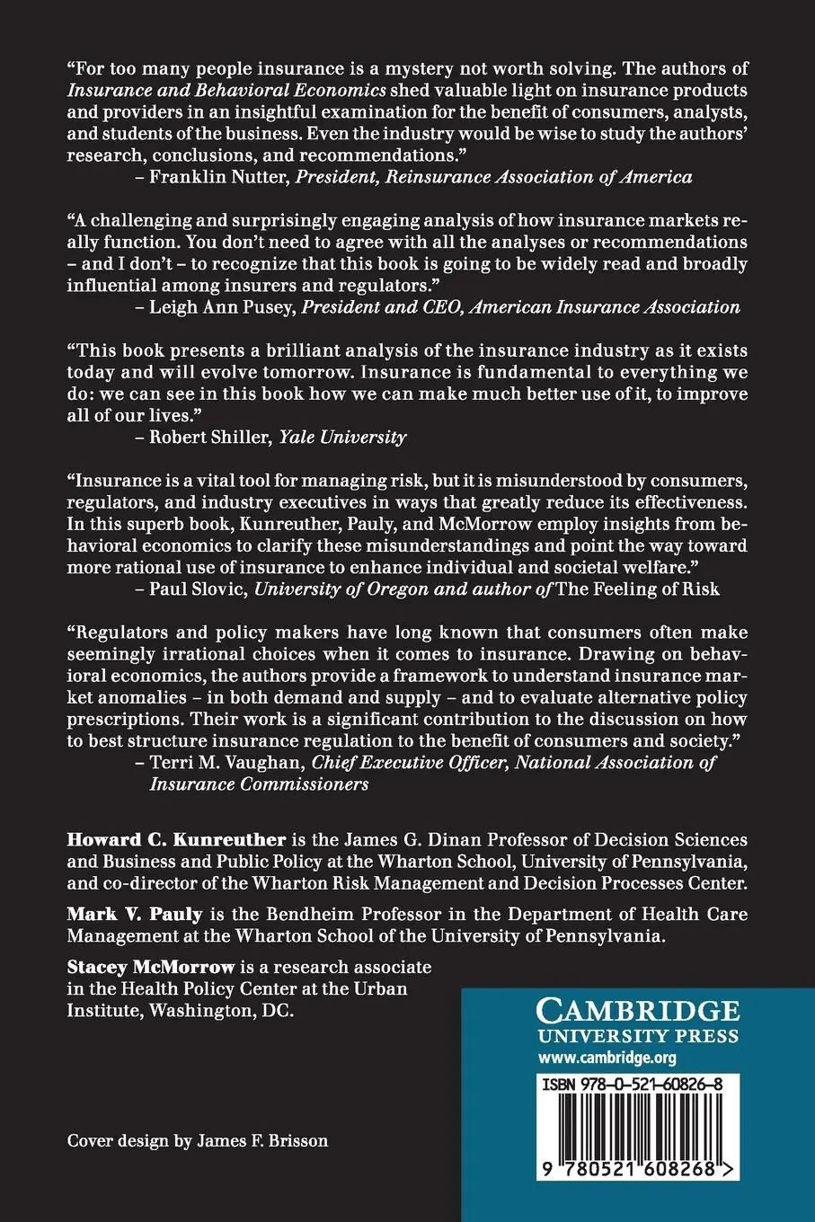 Rückseite: 9780521608268 | Insurance and Behavioral Economics | Howard C. Kunreuther (u. a.)