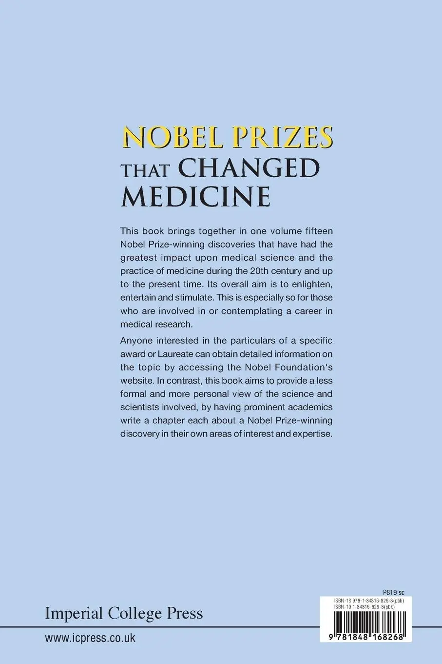 Rückseite: 9781848168268 | NOBEL PRIZES THAT CHANGED MEDICINE | Gilbert Thompson | Taschenbuch