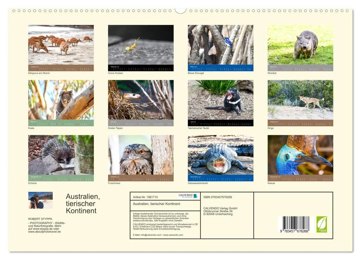 Bild: 9783457678268 | Australien, tierischer Kontinent (hochwertiger Premium Wandkalender...