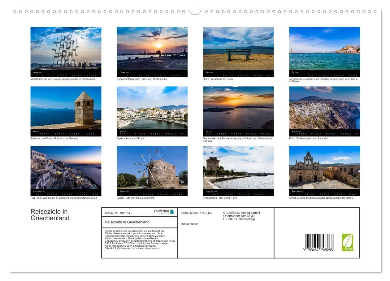 Bild: 9783457748268 | Reiseziele in Griechenland (hochwertiger Premium Wandkalender 2026...