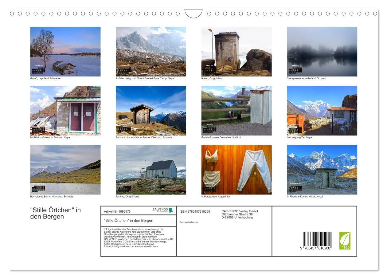Bild: 9783457818268 | "Stille Örtchen" in den Bergen (Wandkalender 2026 DIN A3 quer),...
