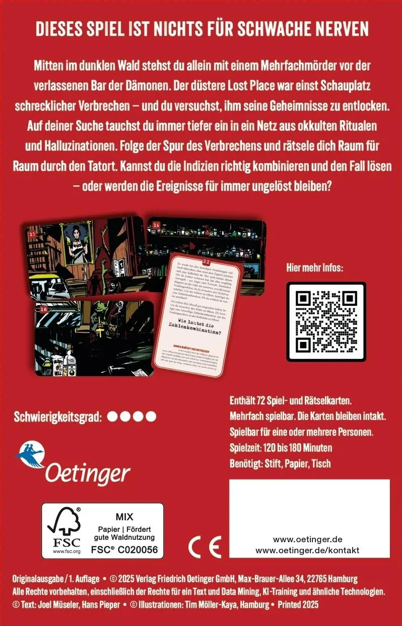 Rückseite: 4260512188368 | Crime Places. Bar der Dämonen | Joel Müseler (u. a.) | Spiel | 144 S.