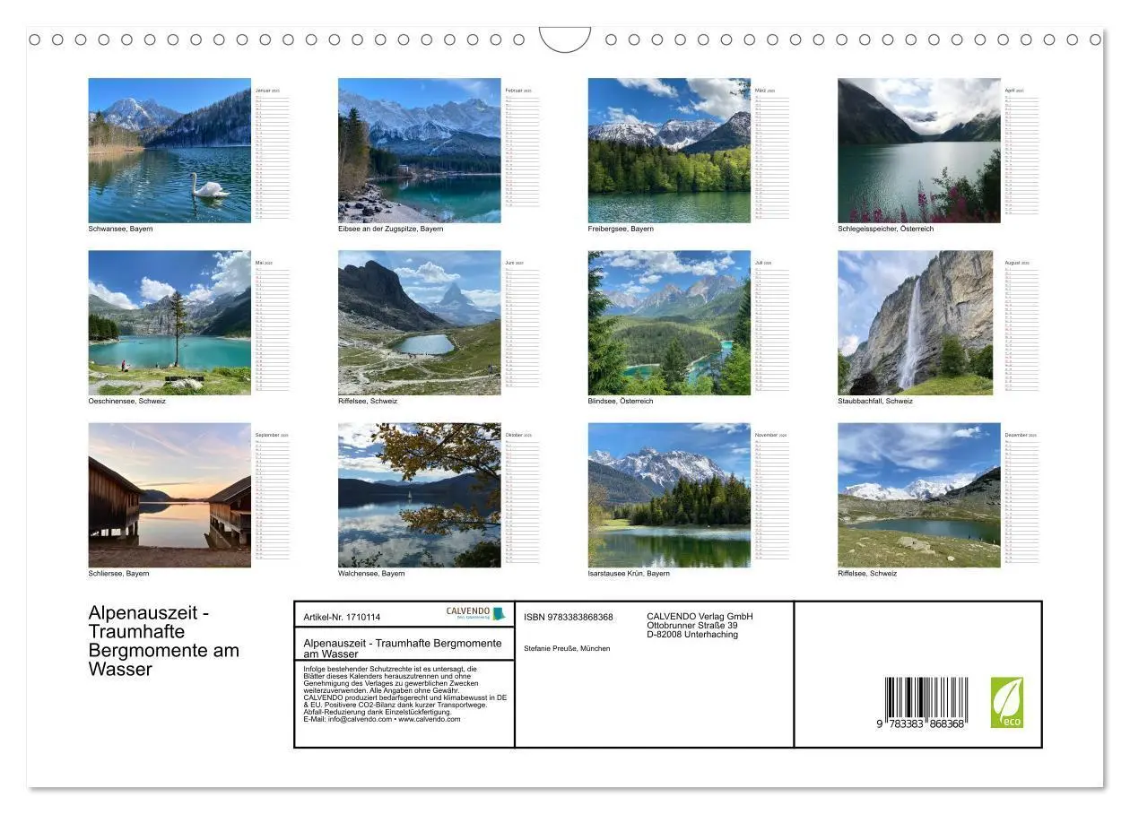 Bild: 9783383868368 | Alpenauszeit - Traumhafte Bergmomente am Wasser (Wandkalender 2025...