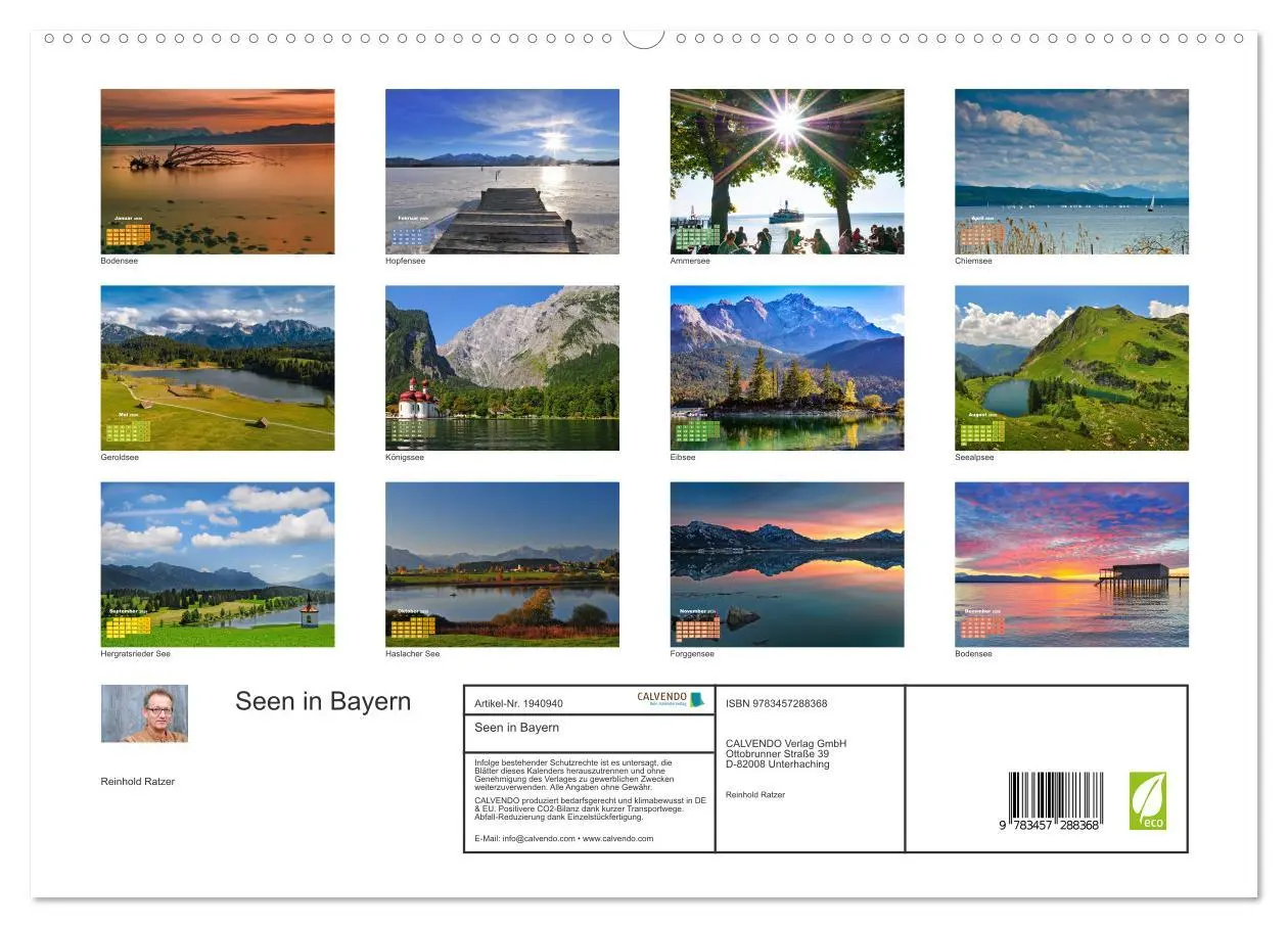 Bild: 9783457288368 | Seen in Bayern (hochwertiger Premium Wandkalender 2026 DIN A2...