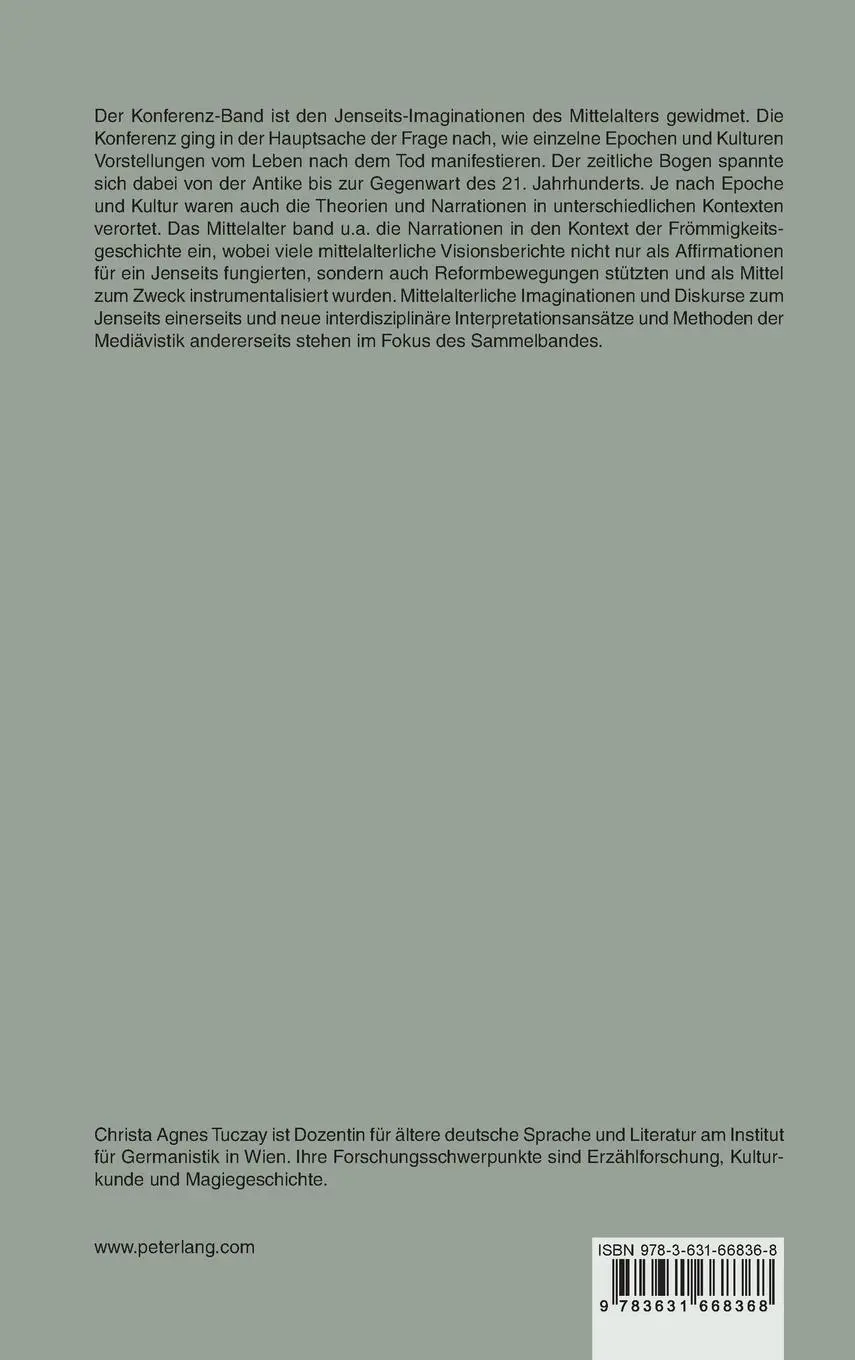 Rückseite: 9783631668368 | Jenseits | Christa A. Tuczay | Buch | Beihefte zur Mediaevistik | 2016