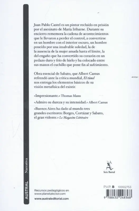Rückseite: 9788432248368 | EL TUNEL Nê 708 *11* AUSTRAL. | Ernesto Sabato | Taschenbuch | 2010