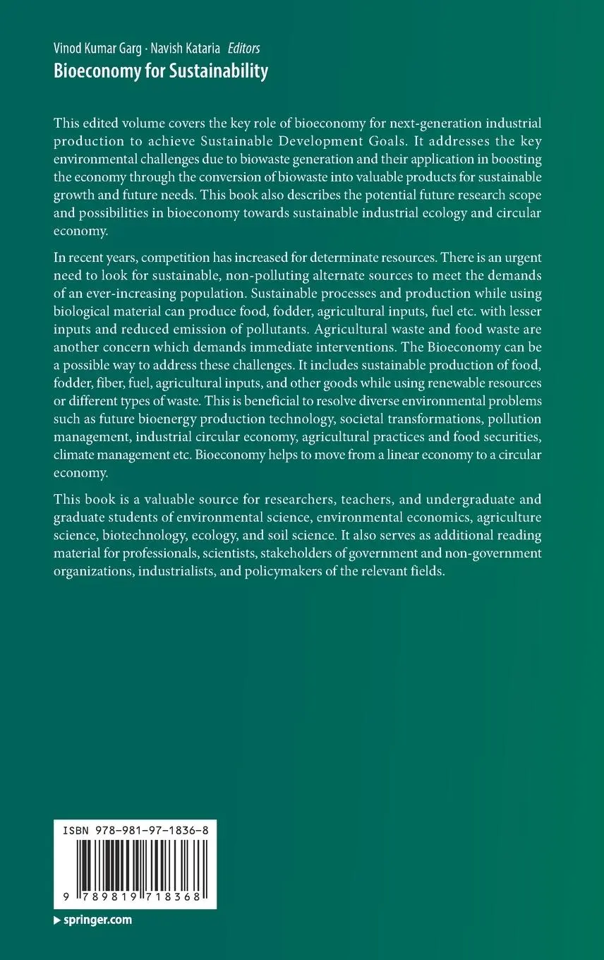 Rückseite: 9789819718368 | Bioeconomy for Sustainability | Navish Kataria (u. a.) | Buch | xvi