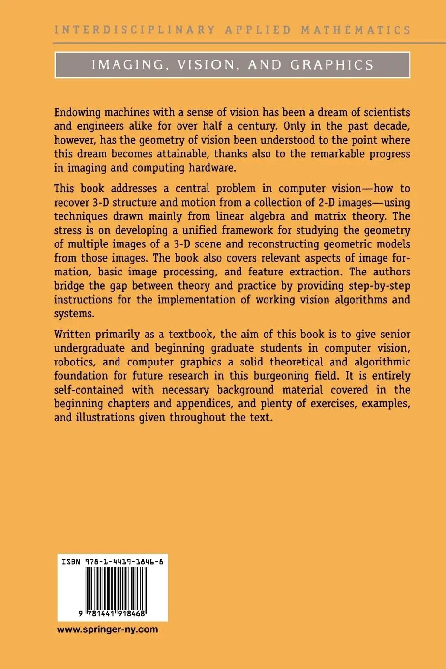 Rückseite: 9781441918468 | An Invitation to 3-D Vision | From Images to Geometric Models | Buch