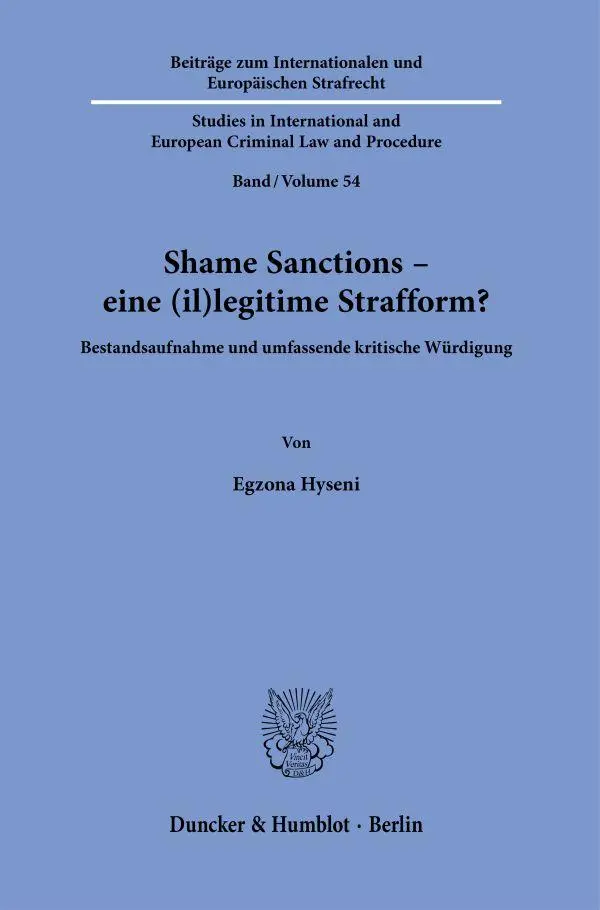 Cover: 9783428188468 | Shame Sanctions - eine (il)legitime Strafform? | Egzona Hyseni | Buch