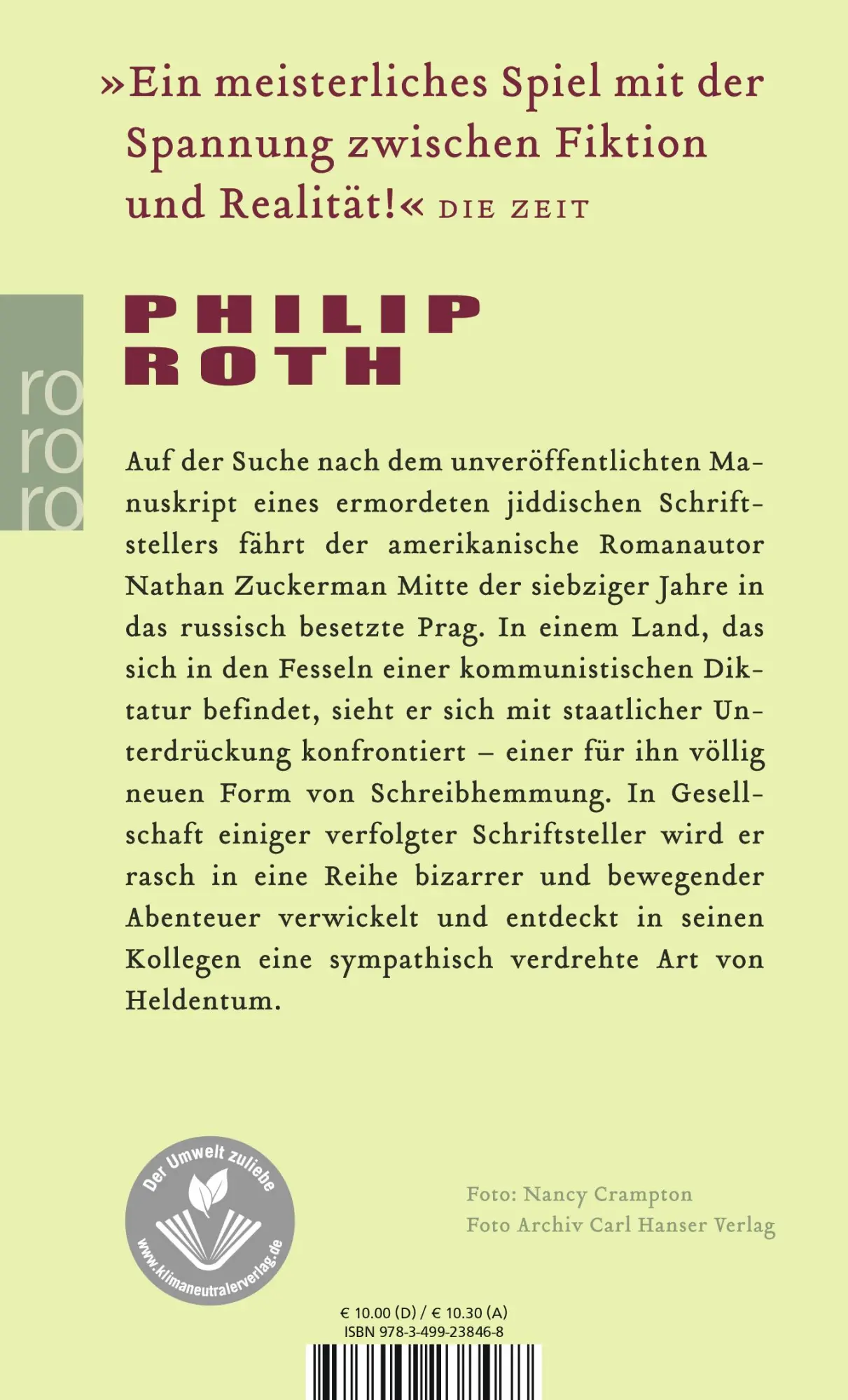 Rückseite: 9783499238468 | Die Prager Orgie | Ein Epilog | Philip Roth | Taschenbuch | 112 S.