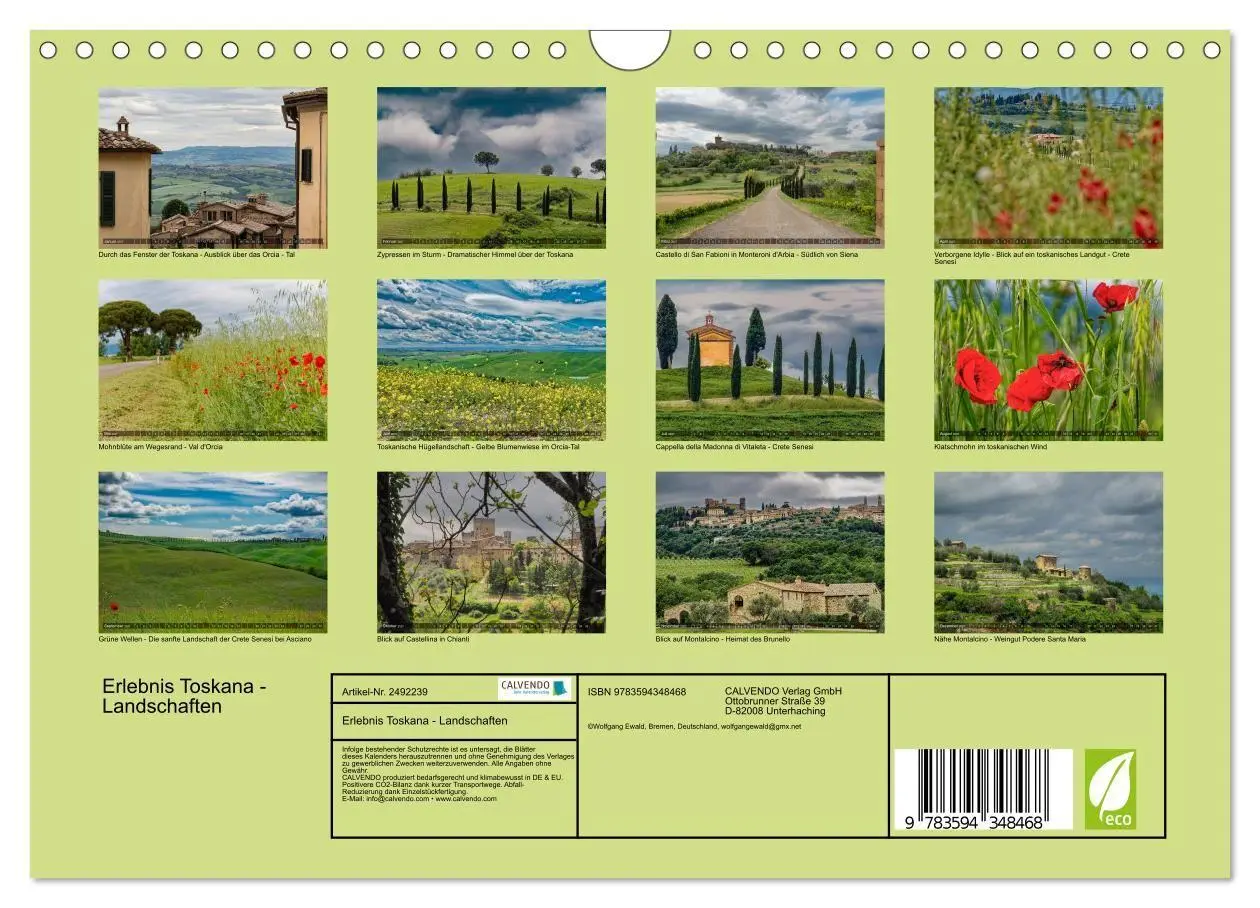 Bild: 9783594348468 | Erlebnis Toskana - Landschaften (Wandkalender 2027 DIN A4 quer),...