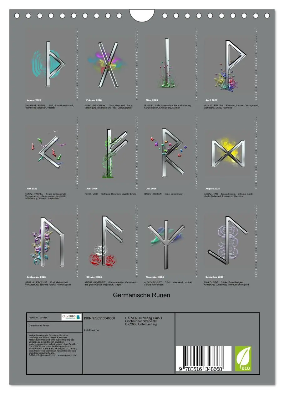 Bild: 9783516348668 | Germanische Runen (Wandkalender 2026 DIN A4 hoch), CALVENDO...