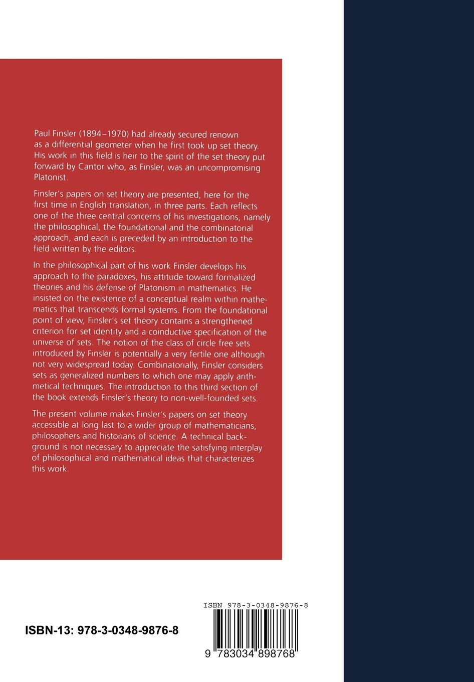 Rückseite: 9783034898768 | Finsler Set Theory: Platonism and Circularity | Ziegler (u. a.) | Buch