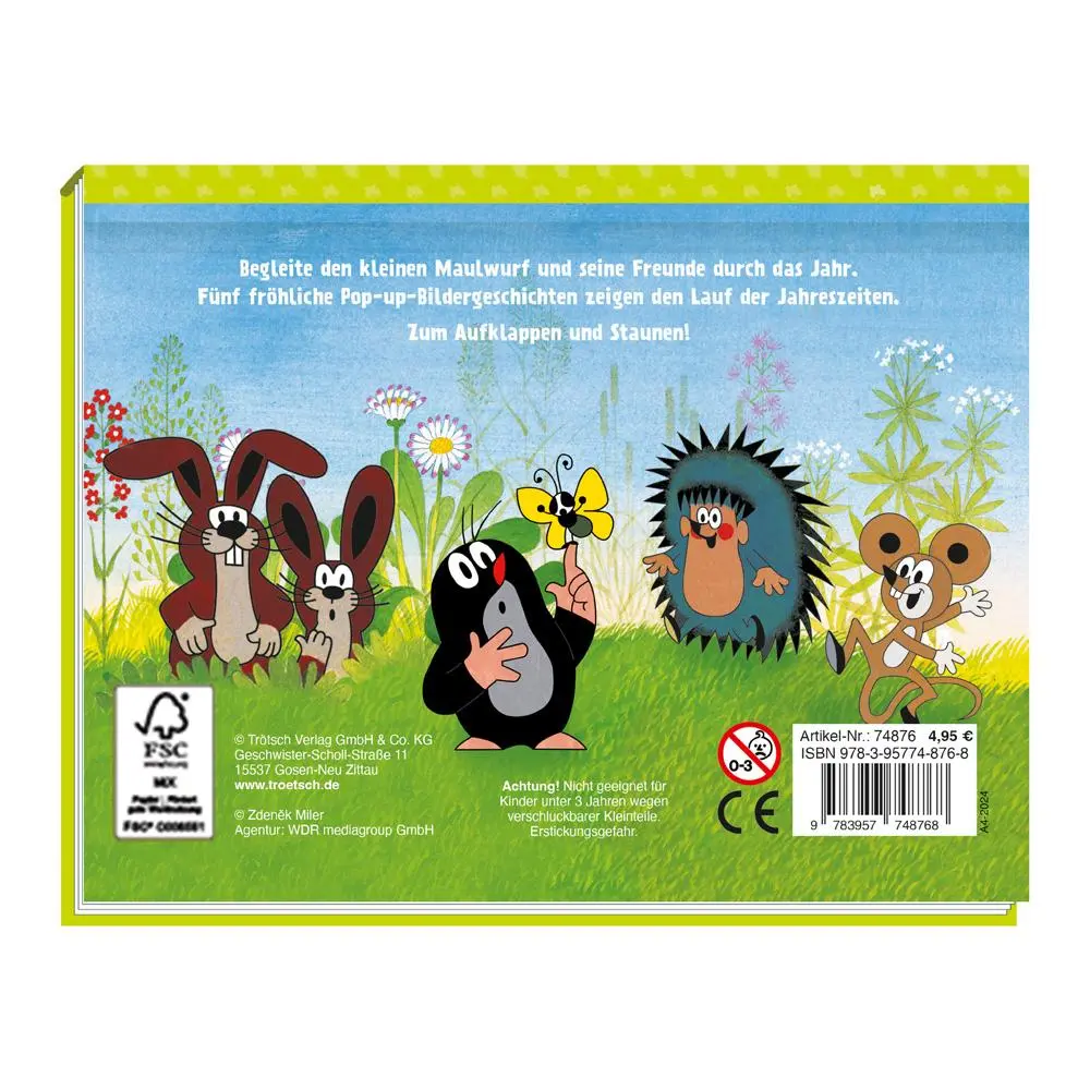Rückseite: 9783957748768 | Trötsch Der kleine Maulwurf Pop Up Buch | Zdenek Miler | Taschenbuch