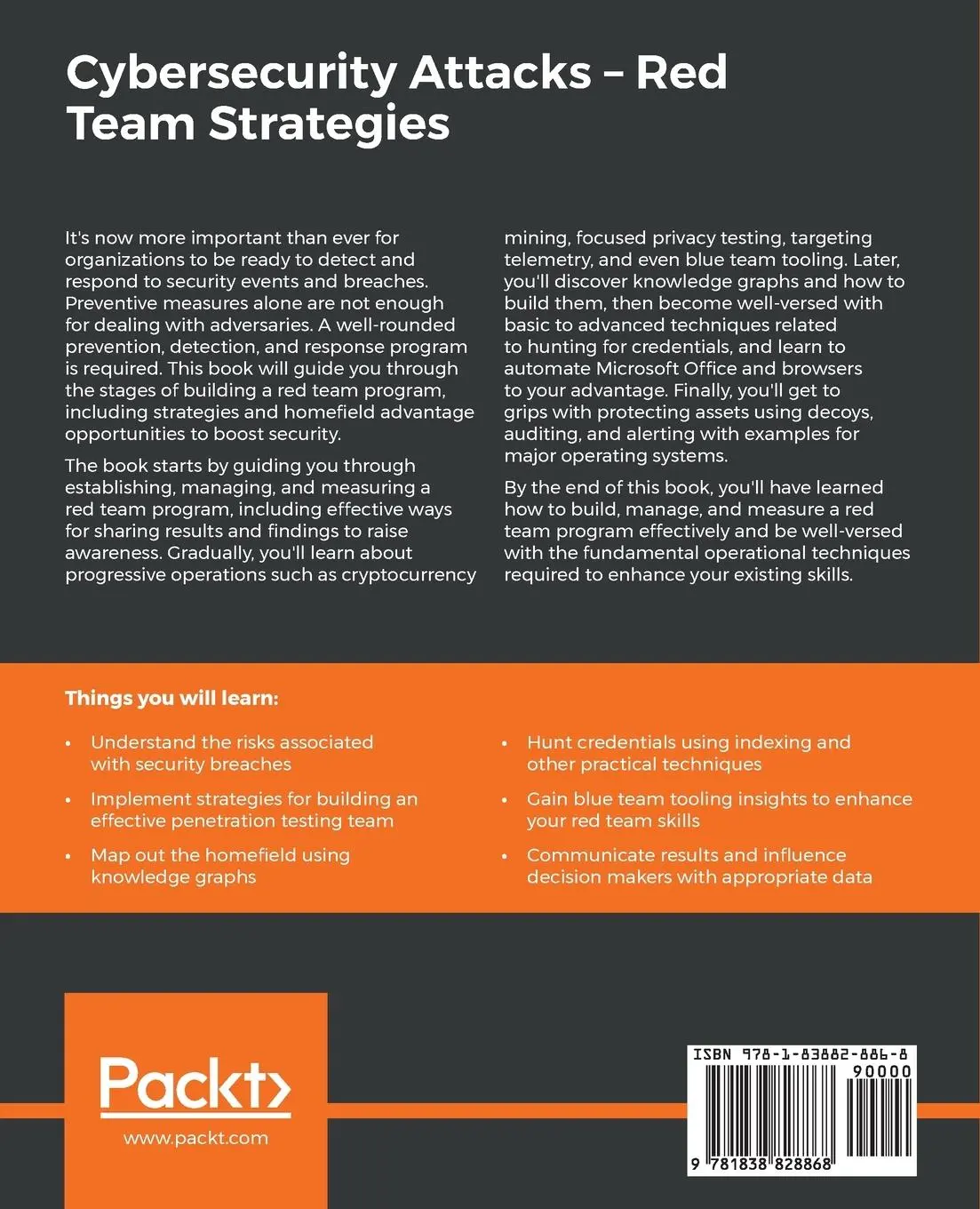 Rückseite: 9781838828868 | Cybersecurity Attacks - Red Team Strategies | Johann Rehberger | Buch