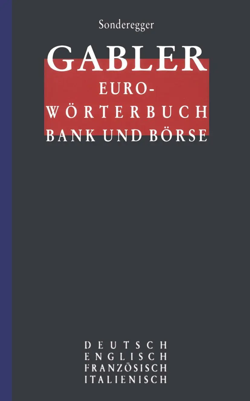 Cover: 9783409198868 | Gabler Euro-Wörterbuch Bank und Börse | Rolf P. Sonderegger | Buch