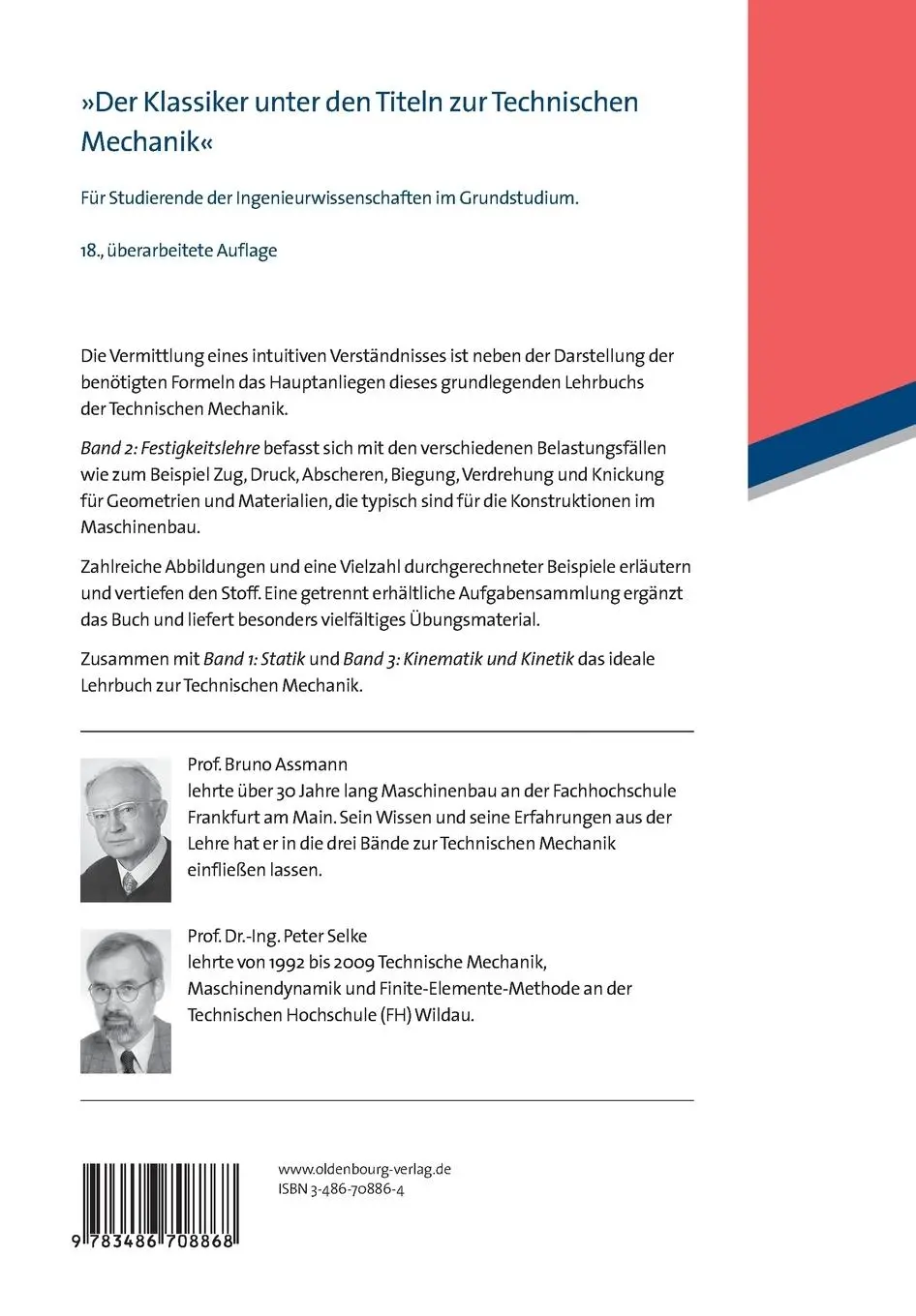 Rückseite: 9783486708868 | Technische Mechanik 2 | Band 2: Festigkeitslehre | Peter Selke (u. a.)