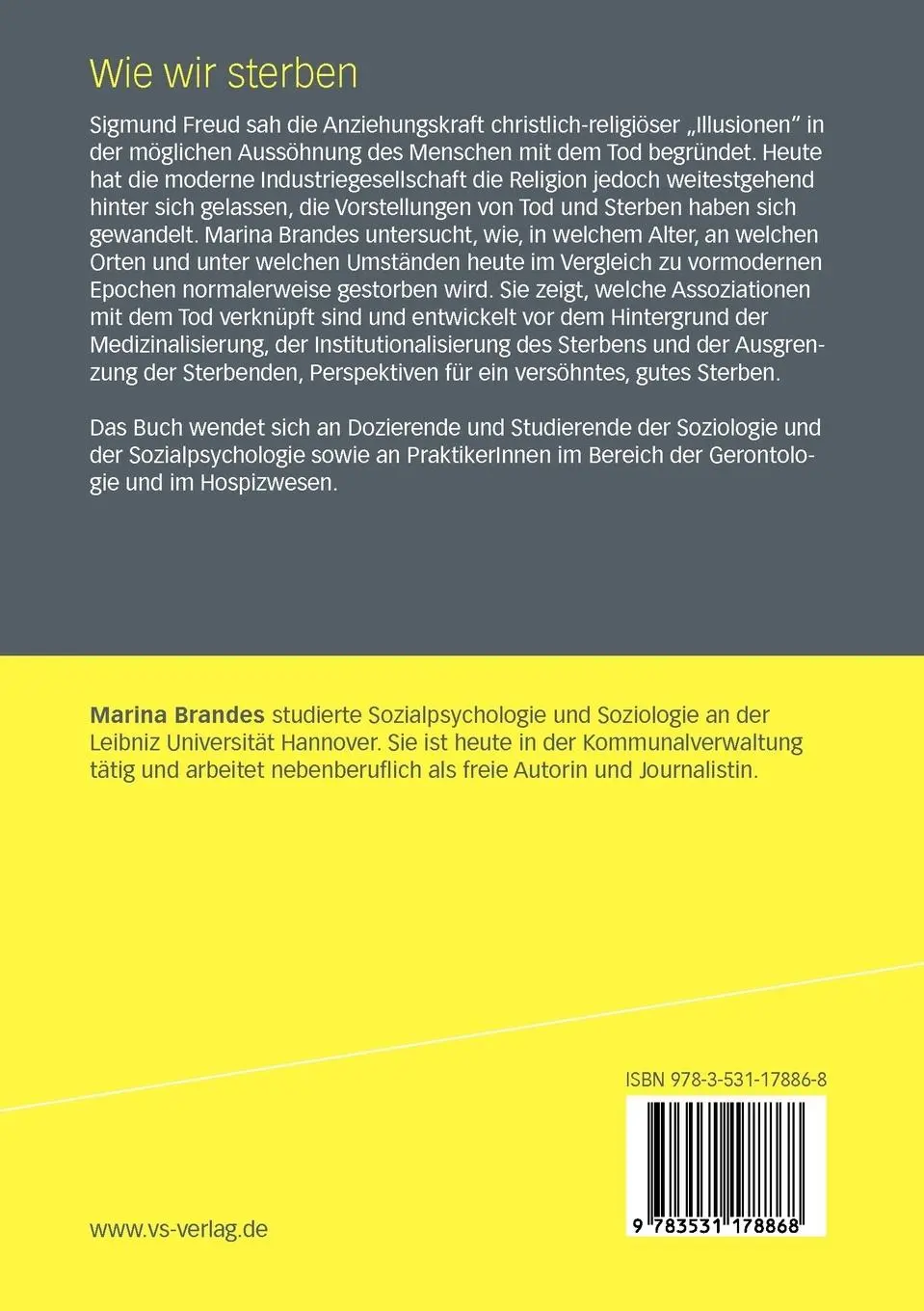 Rückseite: 9783531178868 | Wie wir sterben | Chancen und Grenzen einer Versöhnung mit dem Tod