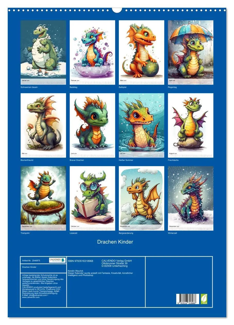 Bild: 9783516318968 | Drachen Kinder (Wandkalender 2026 DIN A2 hoch), CALVENDO...