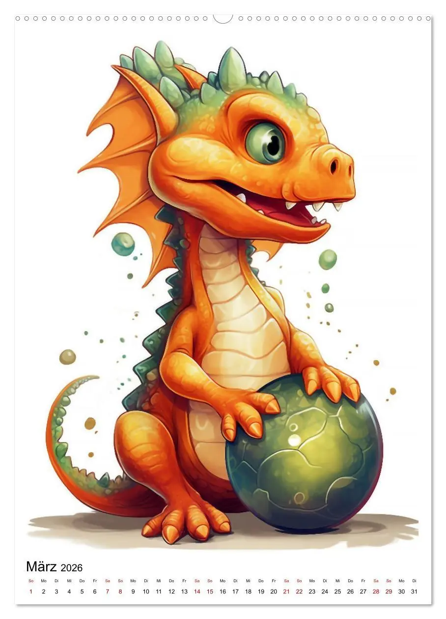 Bild: 9783516318968 | Drachen Kinder (Wandkalender 2026 DIN A2 hoch), CALVENDO...
