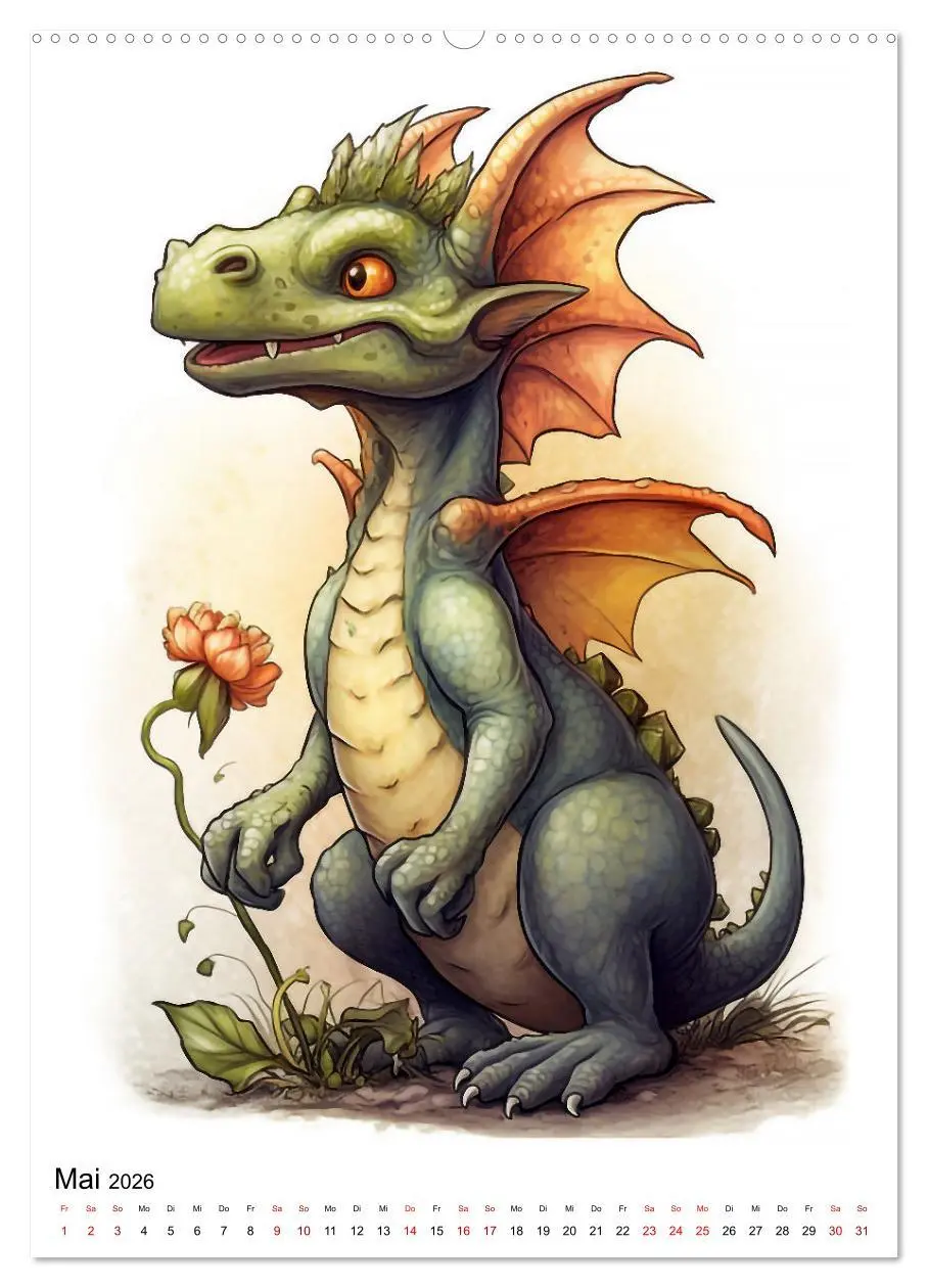 Bild: 9783516318968 | Drachen Kinder (Wandkalender 2026 DIN A2 hoch), CALVENDO...