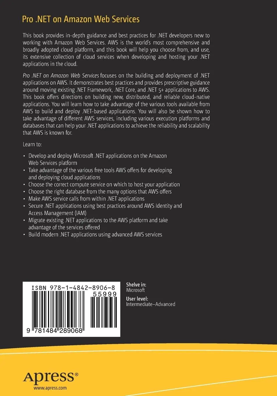 Rückseite: 9781484289068 | Pro .NET on Amazon Web Services | Steve Roberts (u. a.) | Taschenbuch