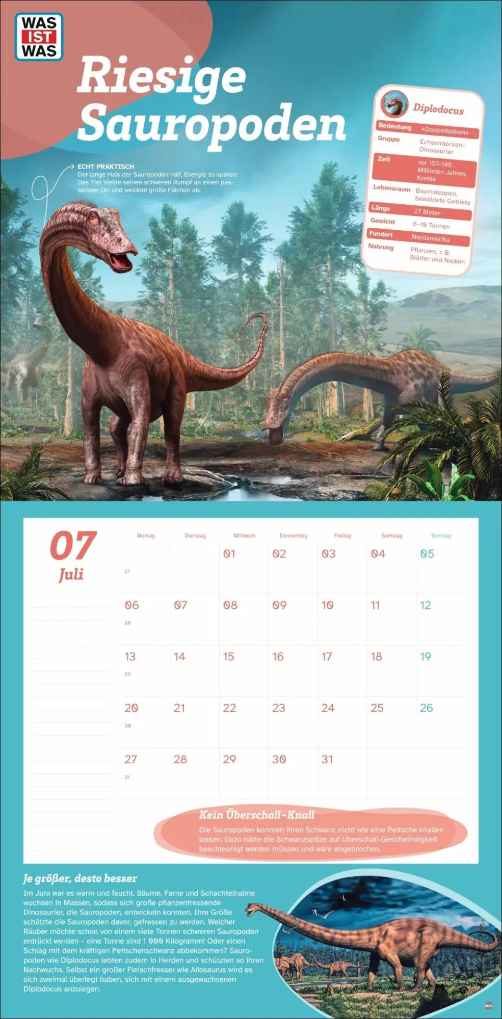 Bild: 9783756409068 | WAS IST WAS Dinosaurier Broschurkalender 2026 | Kalender | 28 S.
