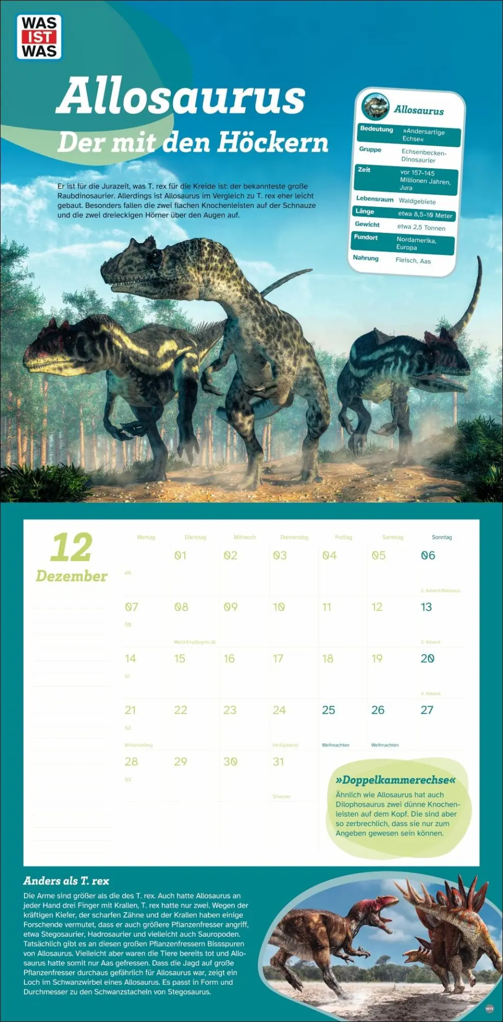 Bild: 9783756409068 | WAS IST WAS Dinosaurier Broschurkalender 2026 | Kalender | 28 S.