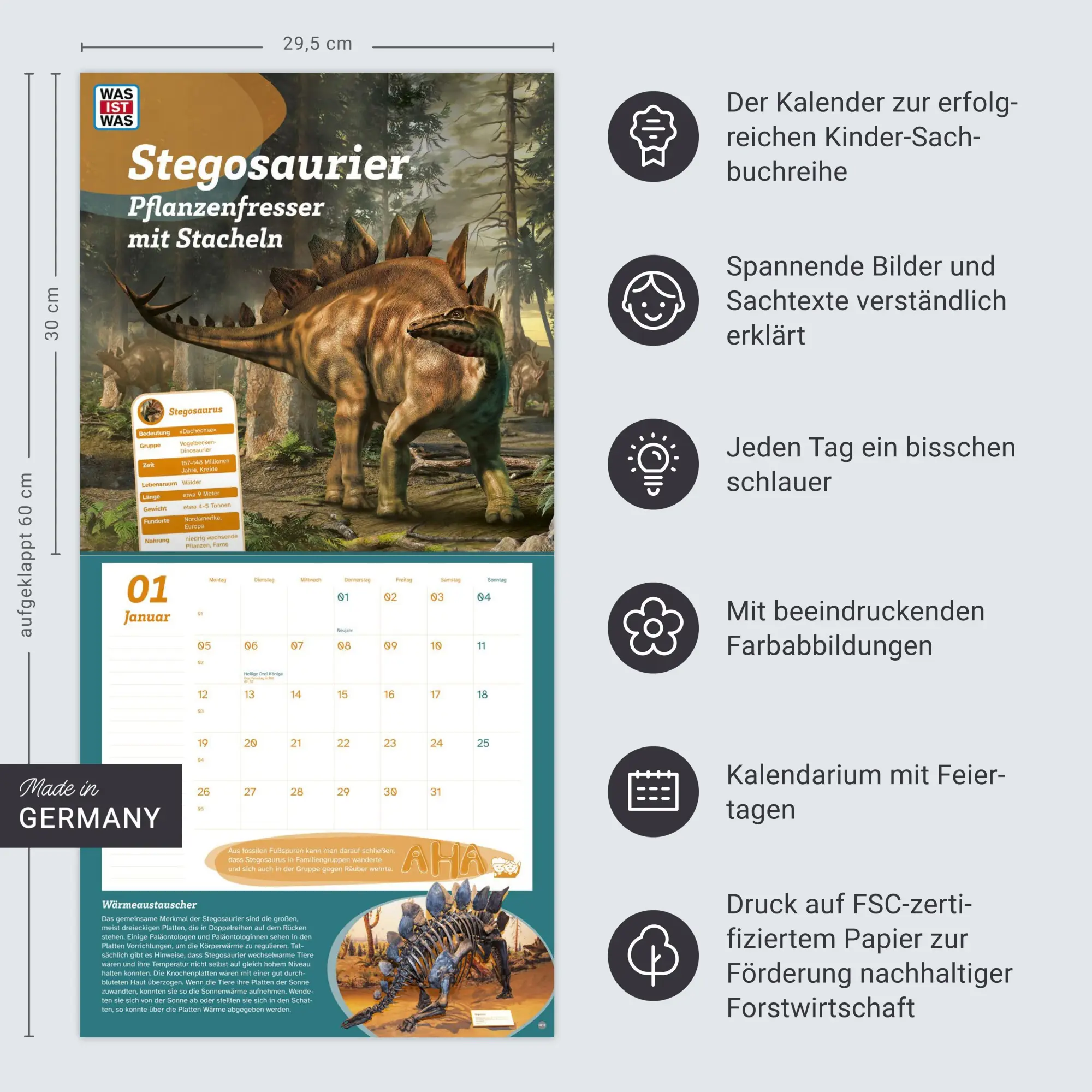 Bild: 9783756409068 | WAS IST WAS Dinosaurier Broschurkalender 2026 | Kalender | 28 S.