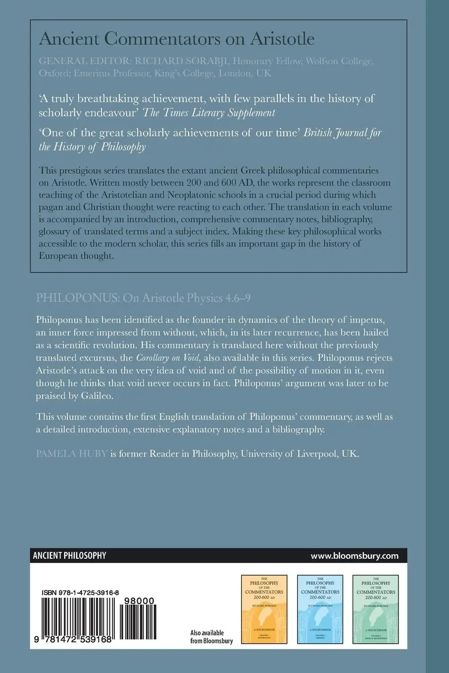 Rückseite: 9781472539168 | Philoponus | On Aristotle Physics 4.6-9 | Pamela Huby | Taschenbuch