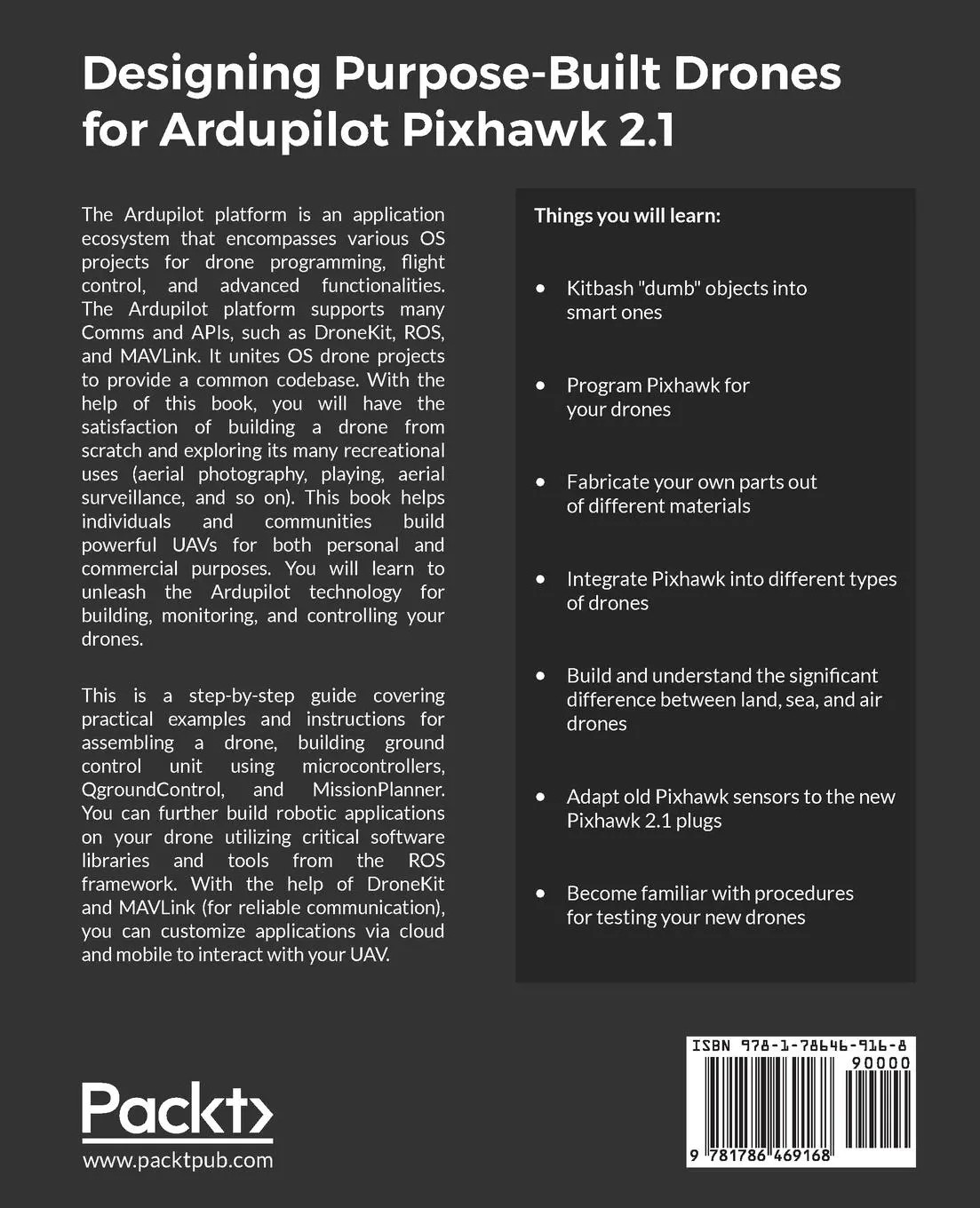 Rückseite: 9781786469168 | Designing Purpose-Built Drones for Ardupilot Pixhawk 2.1 | Ty Audronis