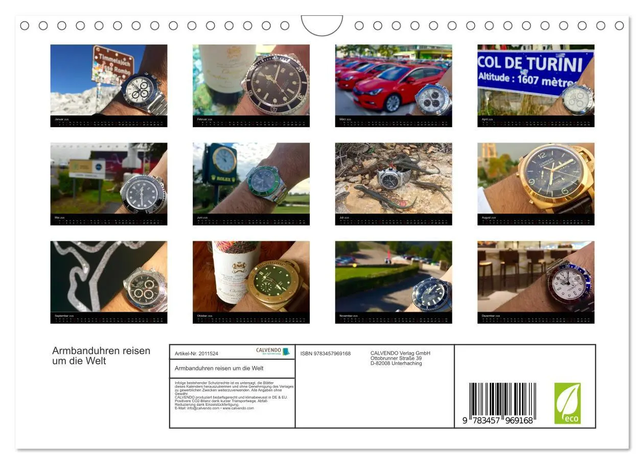 Bild: 9783457969168 | Armbanduhren reisen um die Welt (Wandkalender 2026 DIN A4 quer),...