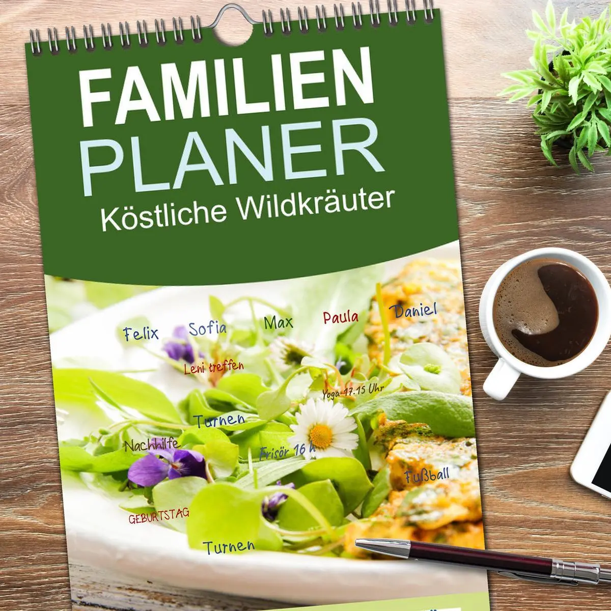 Bild: 9783516509168 | Familienplaner 2026 - Köstliche Wildkräuter mit 5 Spalten...