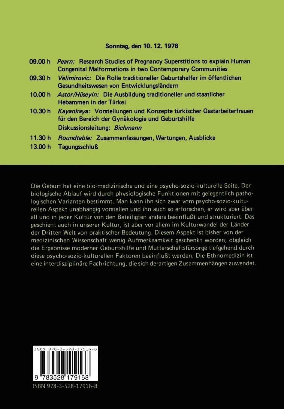Rückseite: 9783528179168 | Die Geburt aus ethnomedizinischer Sicht | Wulf Schiefenhövel (u. a.)