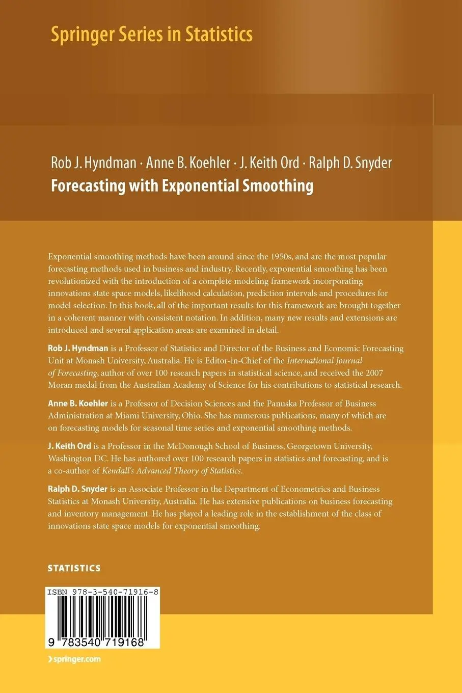 Rückseite: 9783540719168 | Forecasting with Exponential Smoothing | The State Space Approach