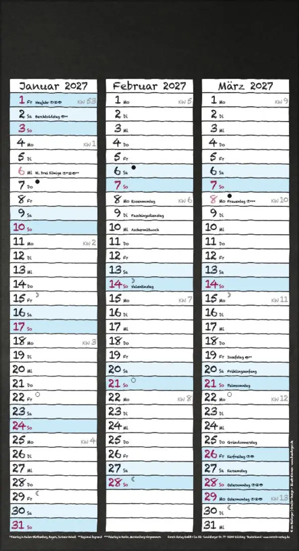 Bild: 9783731889168 | Tafeltimer für 2 mit Zetteltasche 2026 | Verlag Korsch | Kalender