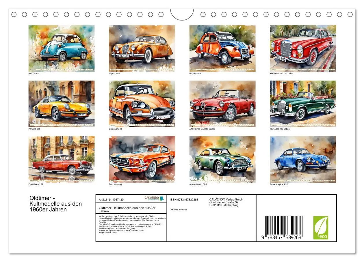 Bild: 9783457339268 | Oldtimer - Kultmodelle aus den 1960er Jahren (Wandkalender 2026 DIN...