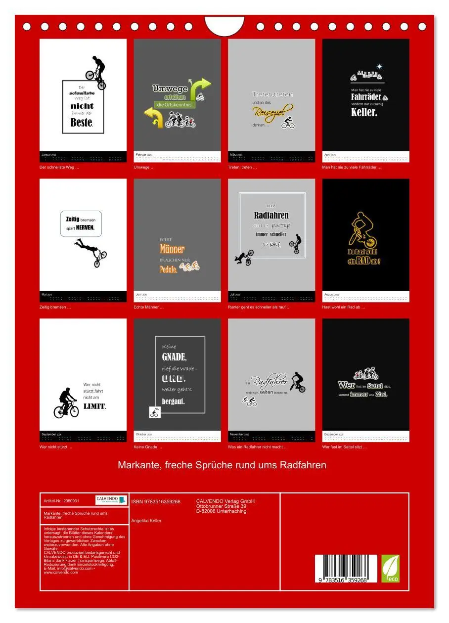 Bild: 9783516359268 | Markante, freche Sprüche rund ums Radfahren (Wandkalender 2026 DIN...